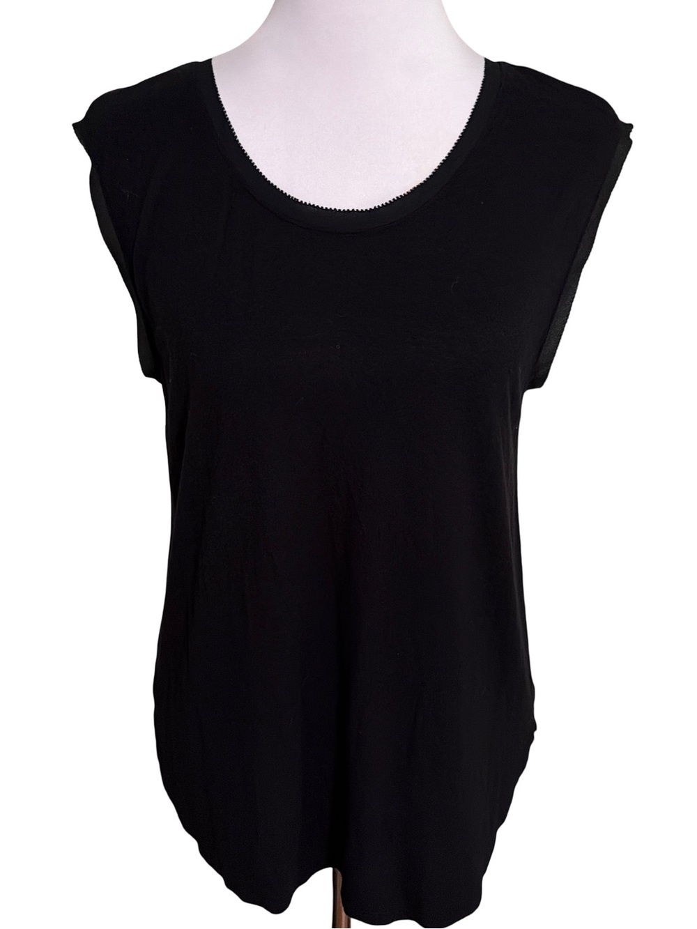 LOFT Black Cap Sleeve Scoop Neck Top